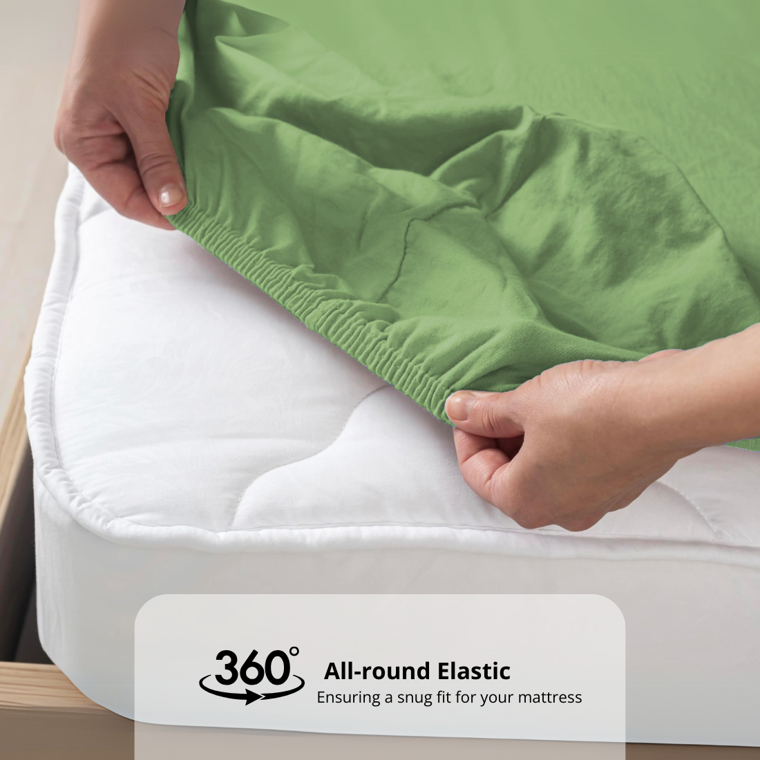 Plain Cotton Satin 400 TC Fitted Bedsheet 