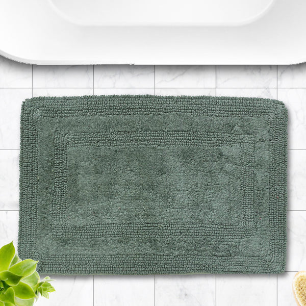 AURAVE Luxury Reversible Cotton Bathmat, Grey