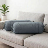 Plain Cotton 2 Pcs Bolster Cover Set - Grey