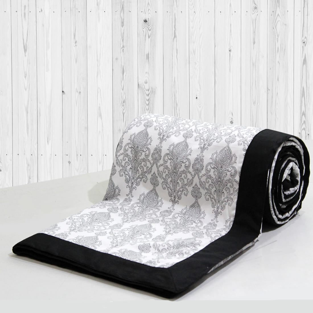 Elipsis Paisley 300 TC Cotton Satin Dohar Comforter In Grey At Best Prices