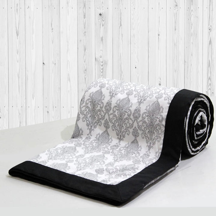 Elipsis Paisley 300 TC Cotton Satin Dohar Comforter In Grey At Best Prices