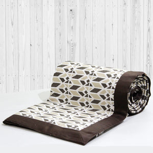 Elipsis Ikat Geometrical 300 TC Cotton Satin Dohar Comforter In Brown At Best Prices