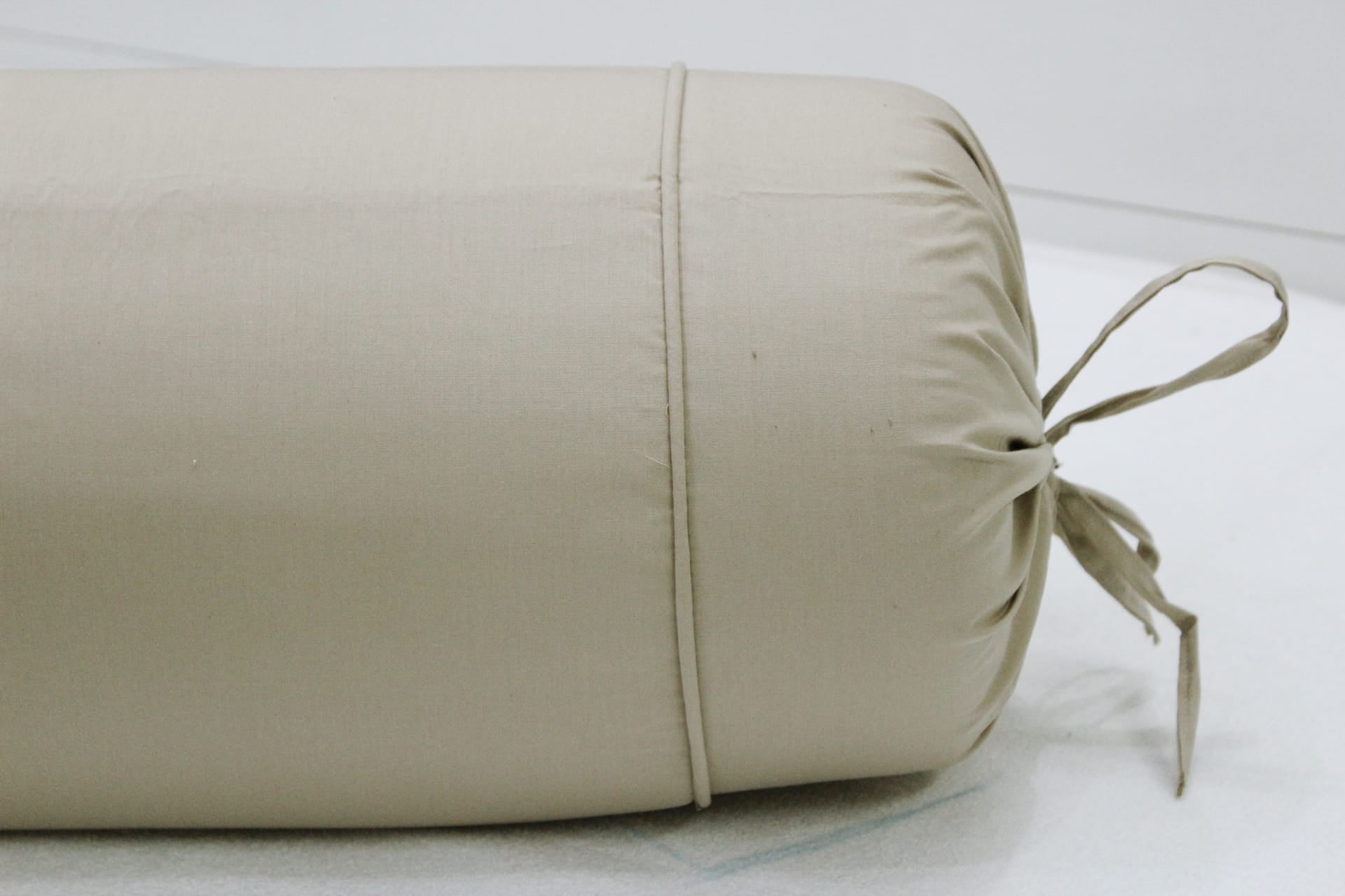 Plain Cotton 2 Pcs Bolster Cover Set - Khaki