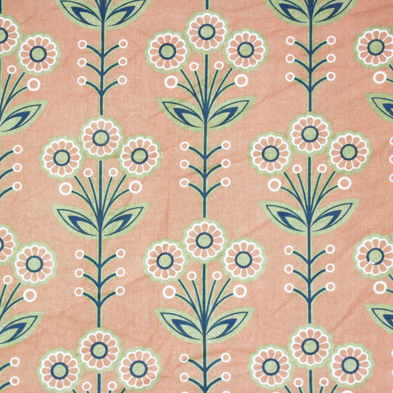 Full View Printed Floral Cotton 144 TC Fitted Bedsheet Design 