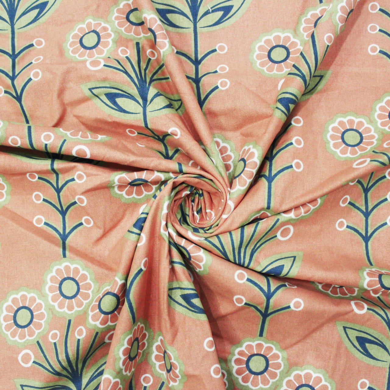 Printed Floral Cotton 144 TC Fitted Bedsheet 