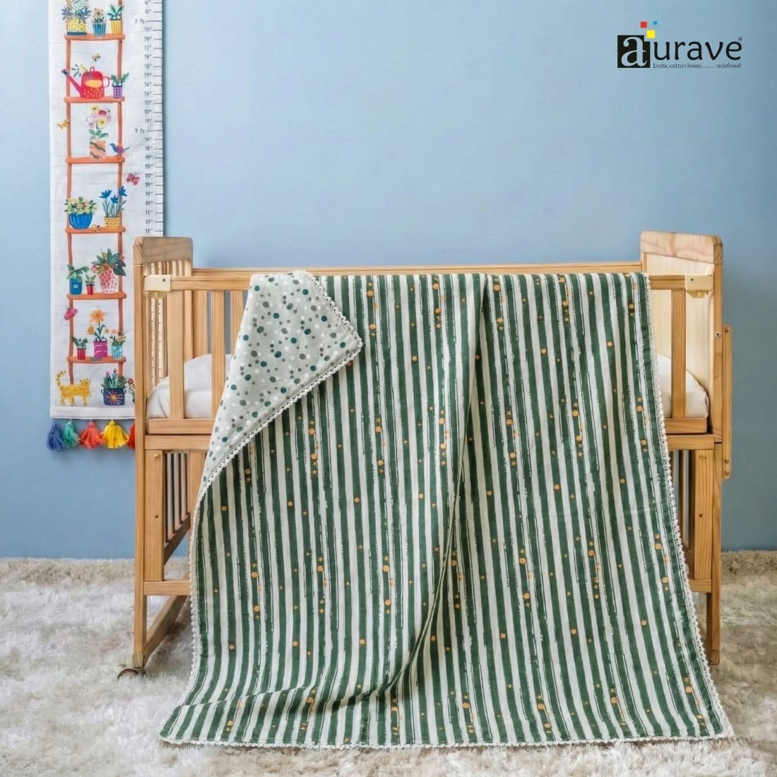Cotton Baby Dohar Blanket - Peacock (0 to 24 months)