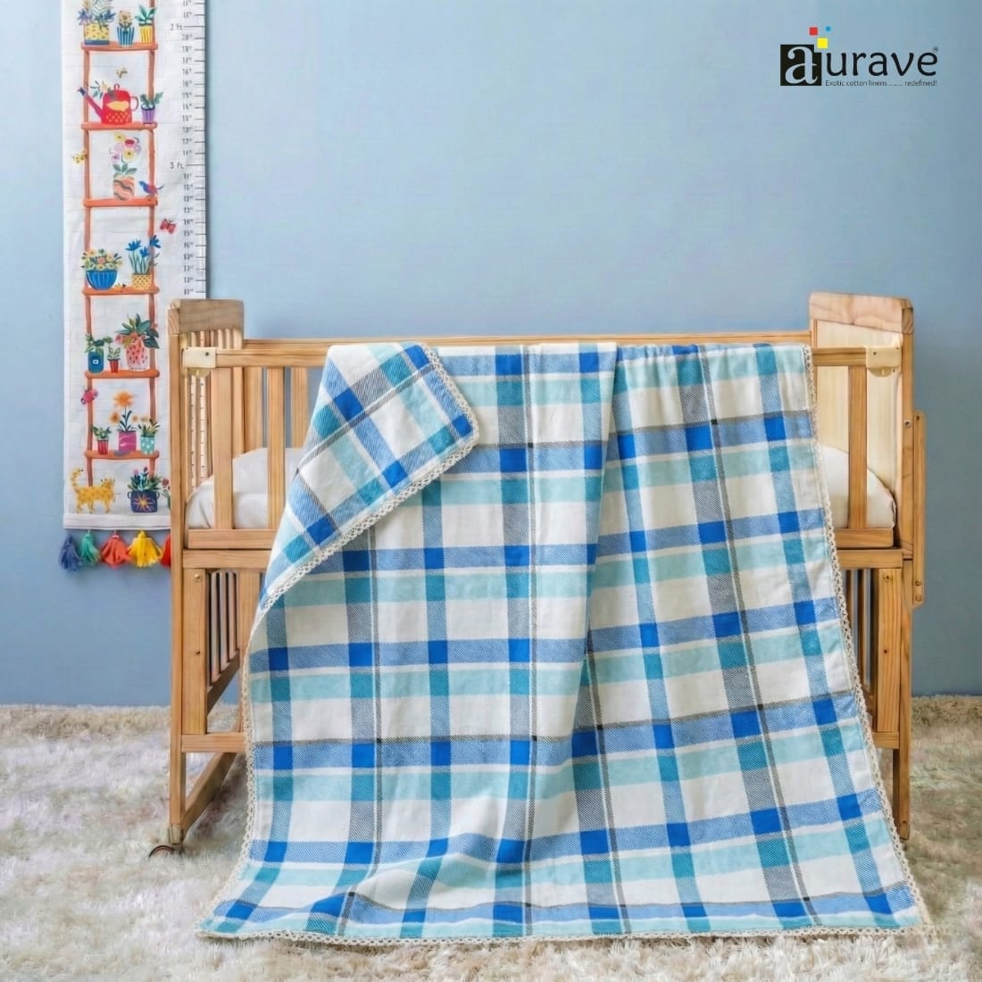 Cotton Baby Dohar Blanket - Blue (0 to 24 months)