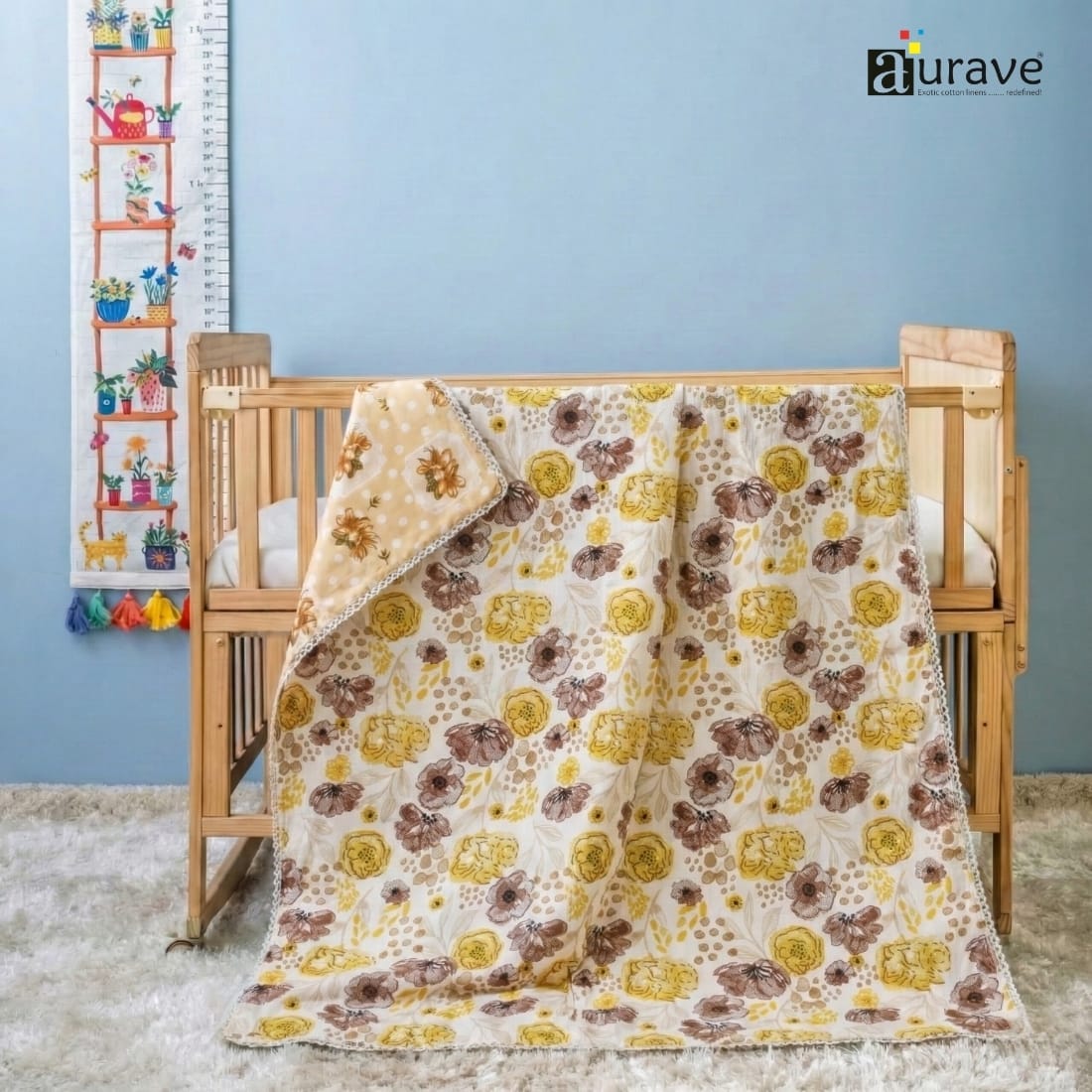 Cotton Baby Dohar Blanket - Brown (0 to 24 months)