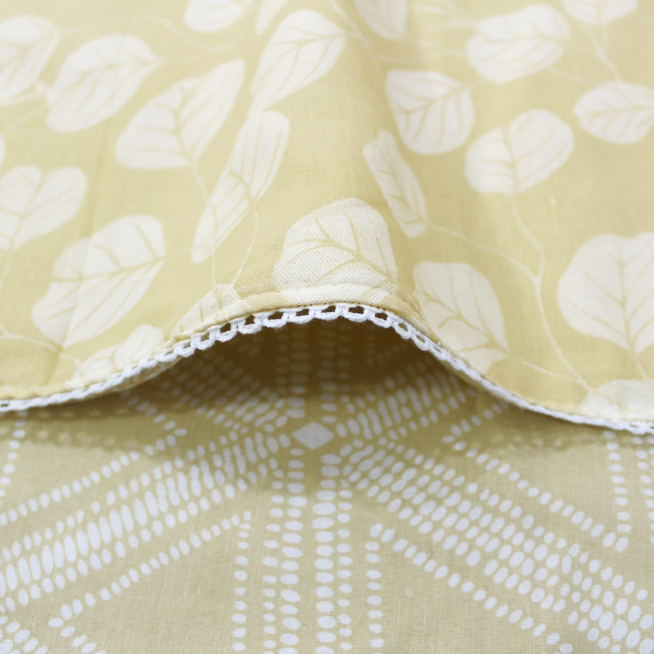 Soft Yellow Cotton Reversible Dohar with Iris Designer Border At Best Prices