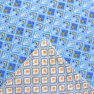 Blue Cotton Reversible Single Dohar With Iris Designer Border At Best Prices