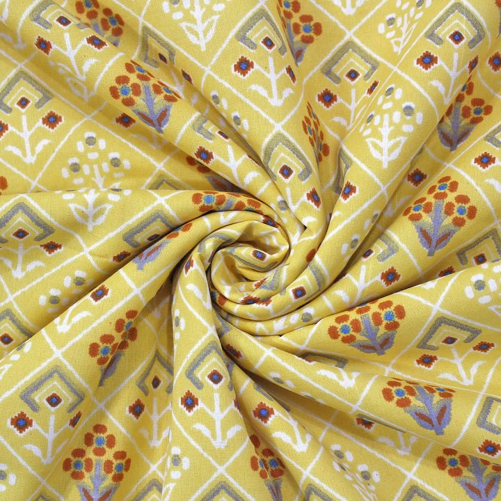 Yellow Cotton Reversible Single Dohar With Iris Designer Border At Best Prices