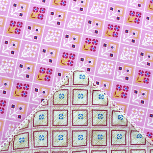 Soft Pink Cotton Reversible Dohar with Iris Designer Border At Best Prices