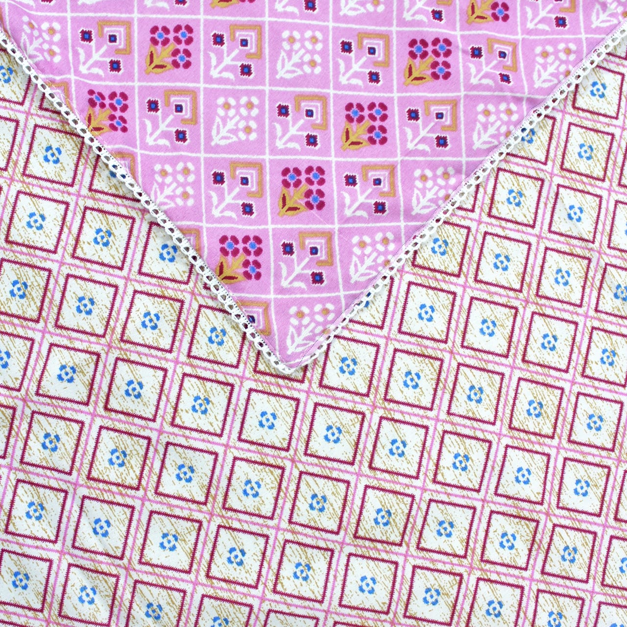 Soft Pink Cotton Reversible Dohar with Iris Designer Border At Best Prices