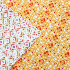Soft Orange Cotton Reversible Dohar with Iris Designer Border At Best Prices
