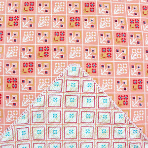 Soft Peach Cotton Reversible Dohar with Iris Designer Border At Best Prices