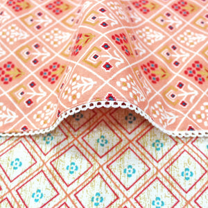Soft Peach Cotton Reversible Dohar with Iris Designer Border At Best Prices