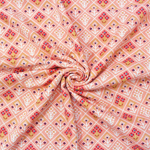 Soft Peach Cotton Reversible Dohar with Iris Designer Border At Best Prices