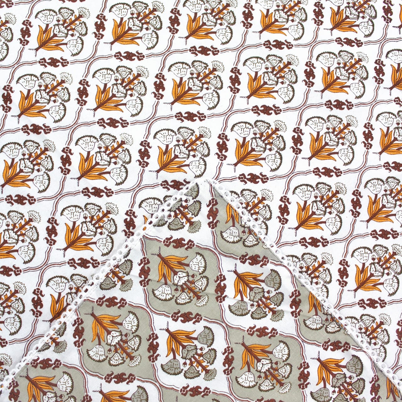 Soft Grey Cotton Reversible Dohar with Iris Designer Border At Best Prices