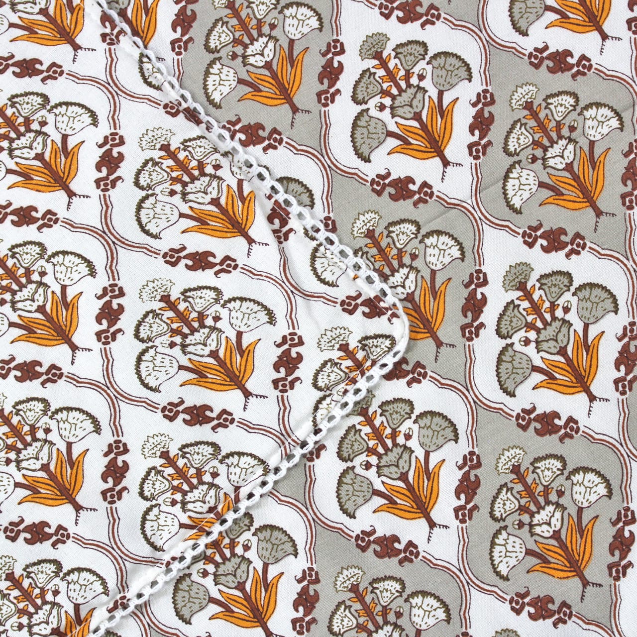 Soft Grey Cotton Reversible Dohar with Iris Designer Border At Best Prices