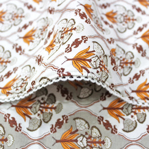 Soft Grey Cotton Reversible Dohar with Iris Designer Border At Best Prices