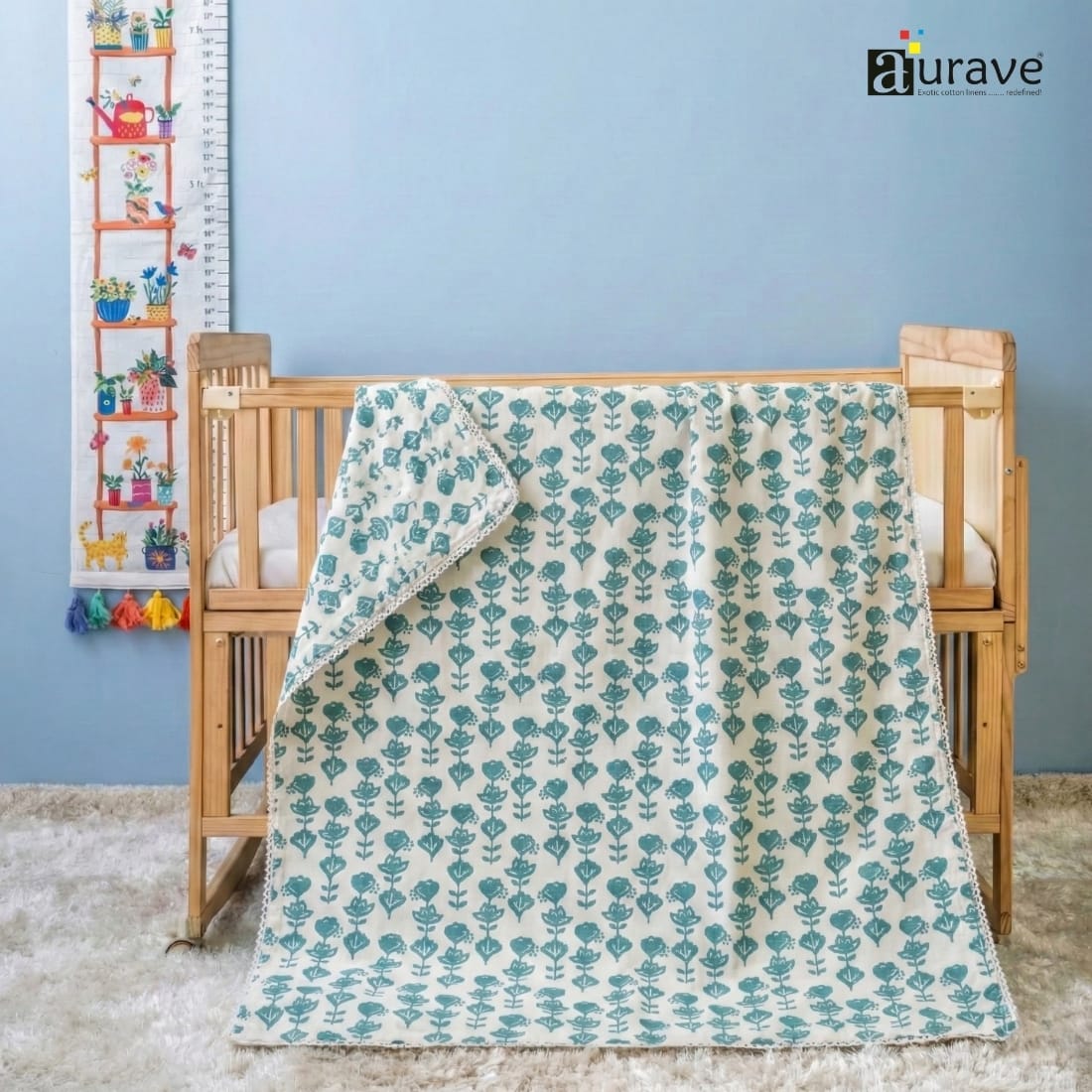 Cotton Baby Dohar Blanket - Green (0 to 24 months)