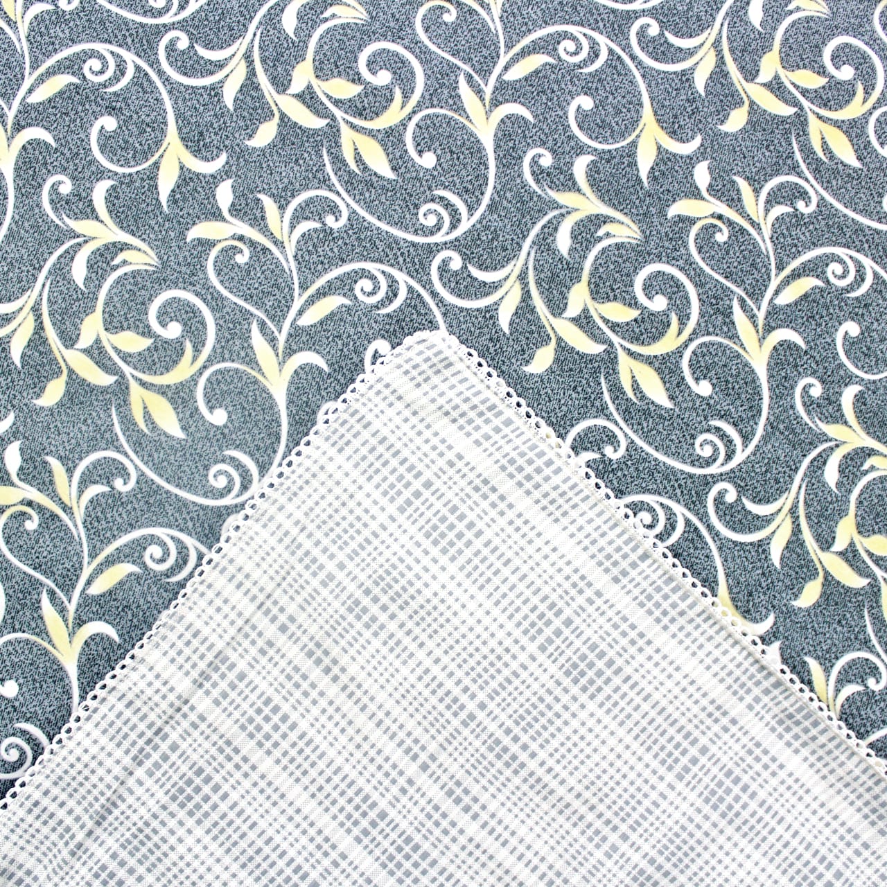 Grey Cotton Reversible Single Dohar With Iris Designer Border At Best Prices