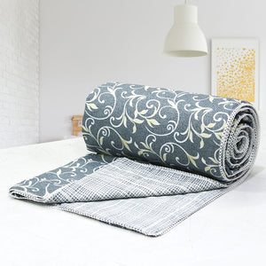 Grey Cotton Reversible Single Dohar With Iris Designer Border At Best Prices