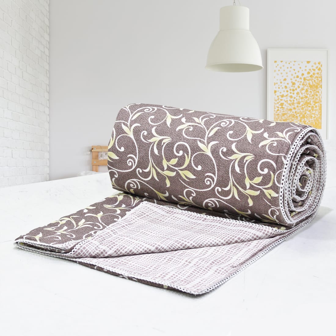 Soft Brown Cotton Reversible Dohar with Iris Designer Border At Best Prices