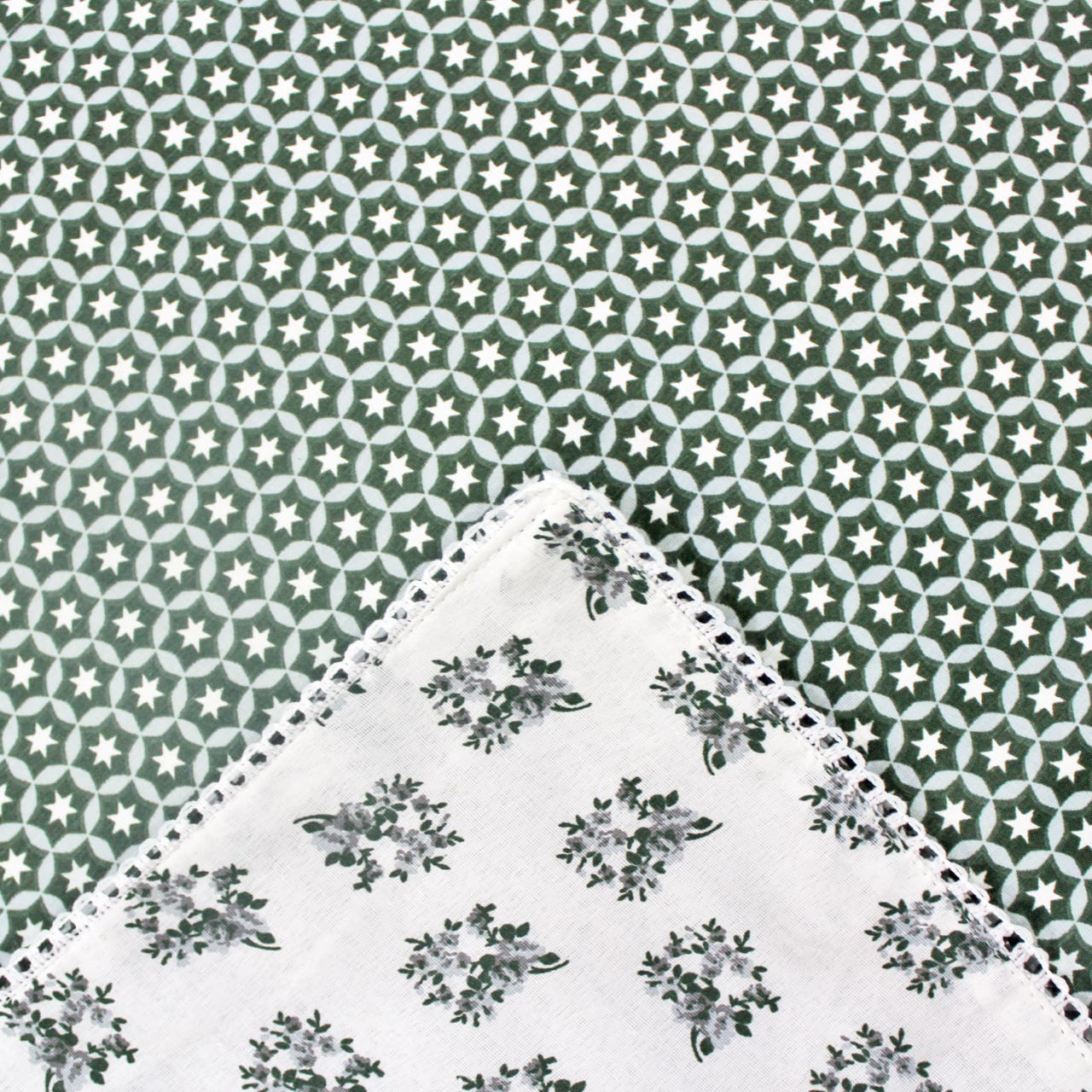 Soft Green Cotton Reversible Dohar with Iris Designer Border At Best Prices
