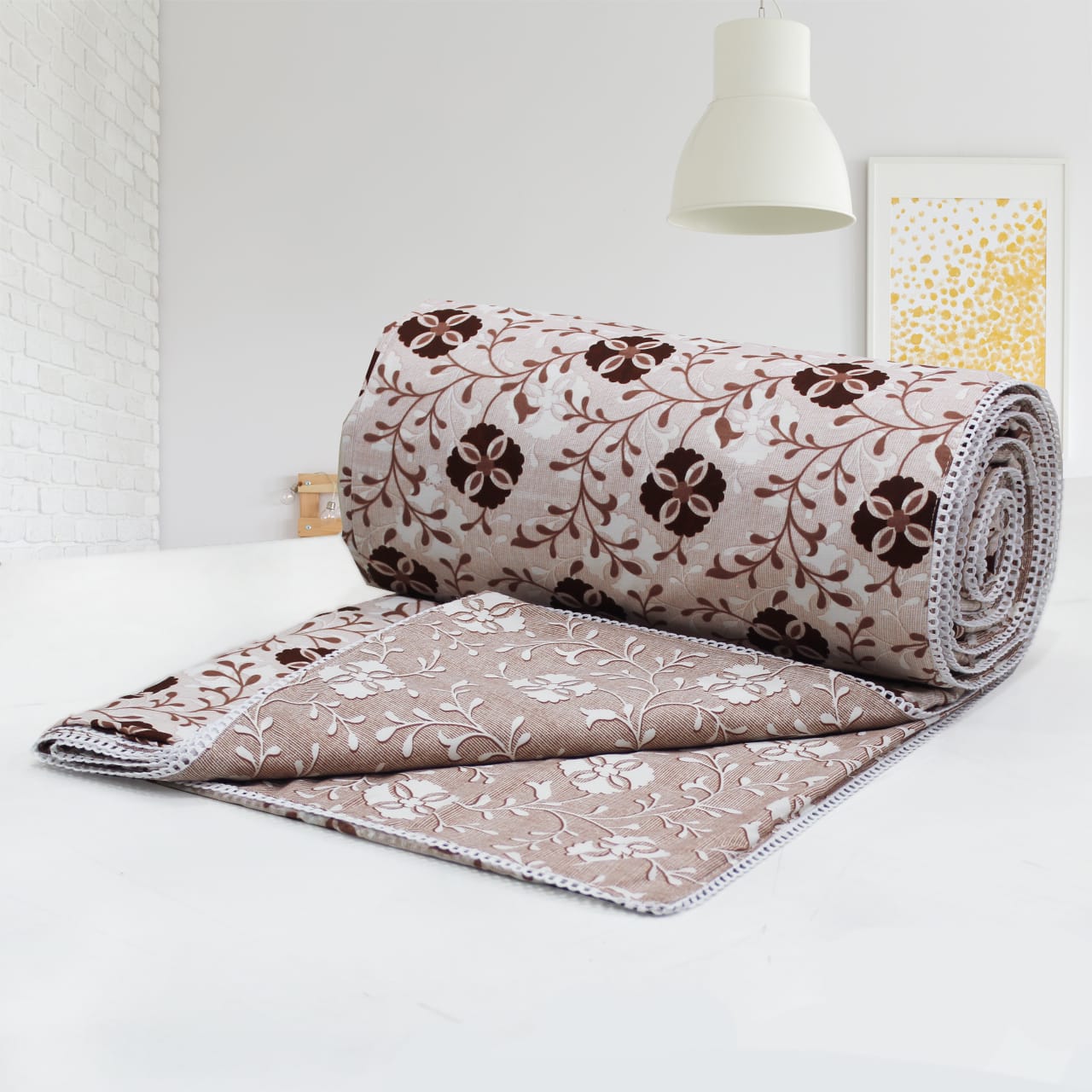 IRIS Designer Border Cotton Reversible Dohar, Coffee