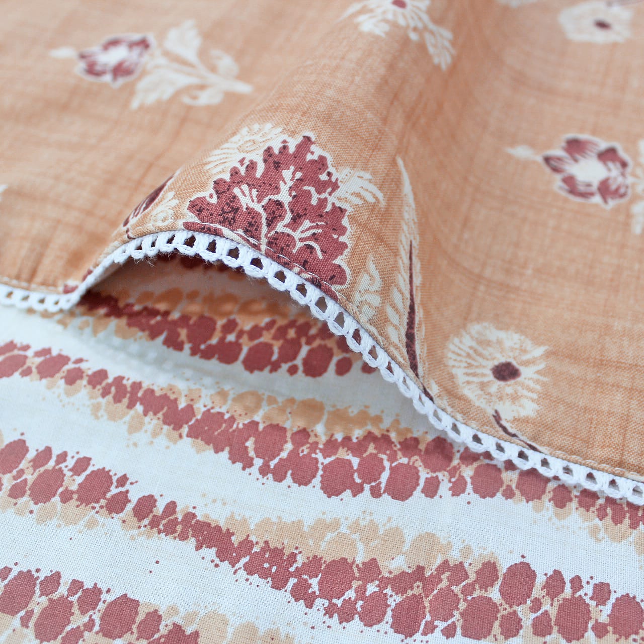 IRIS Designer Border Cotton Reversible Dohar, Peach