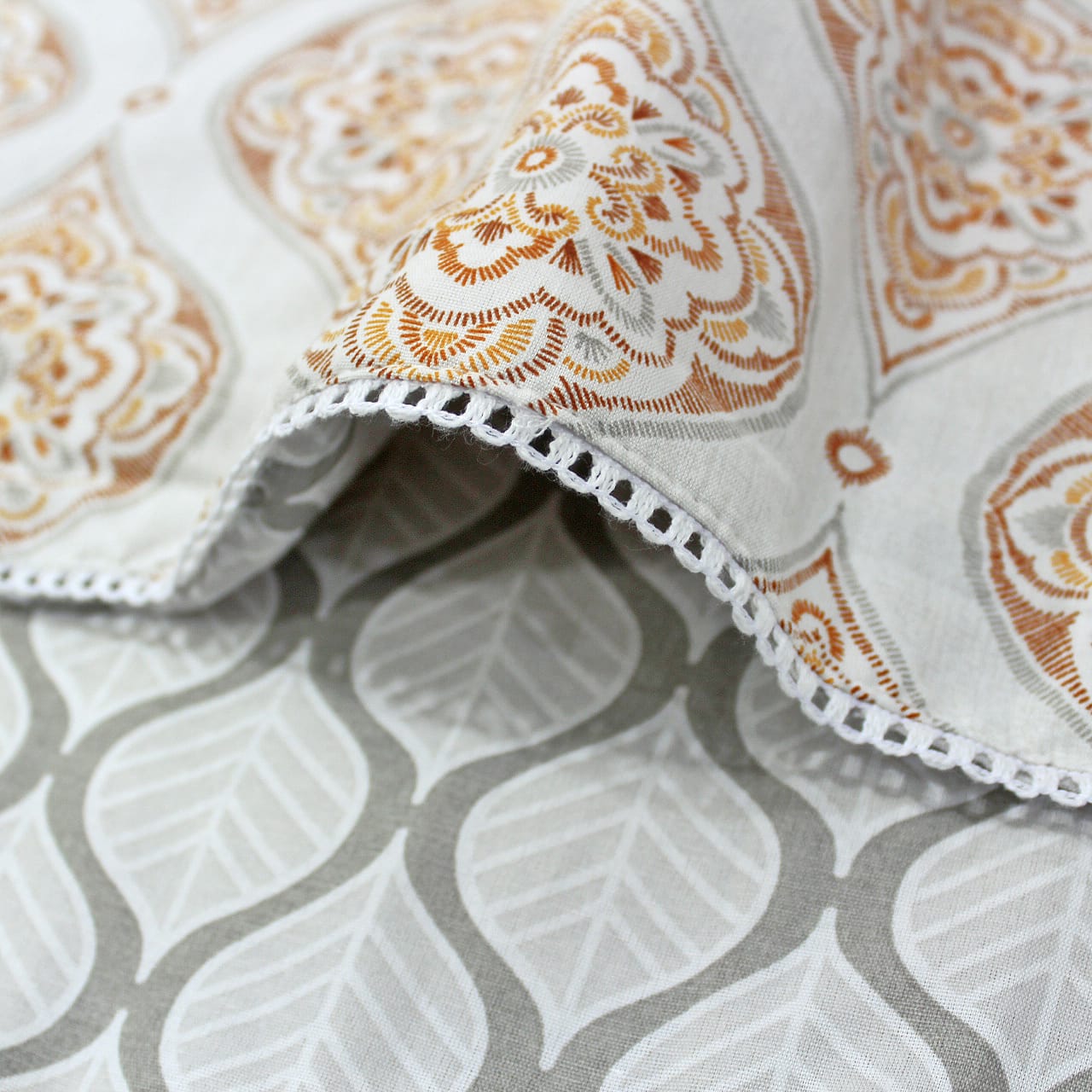 IRIS Designer Border Cotton Reversible Dohar, Orange