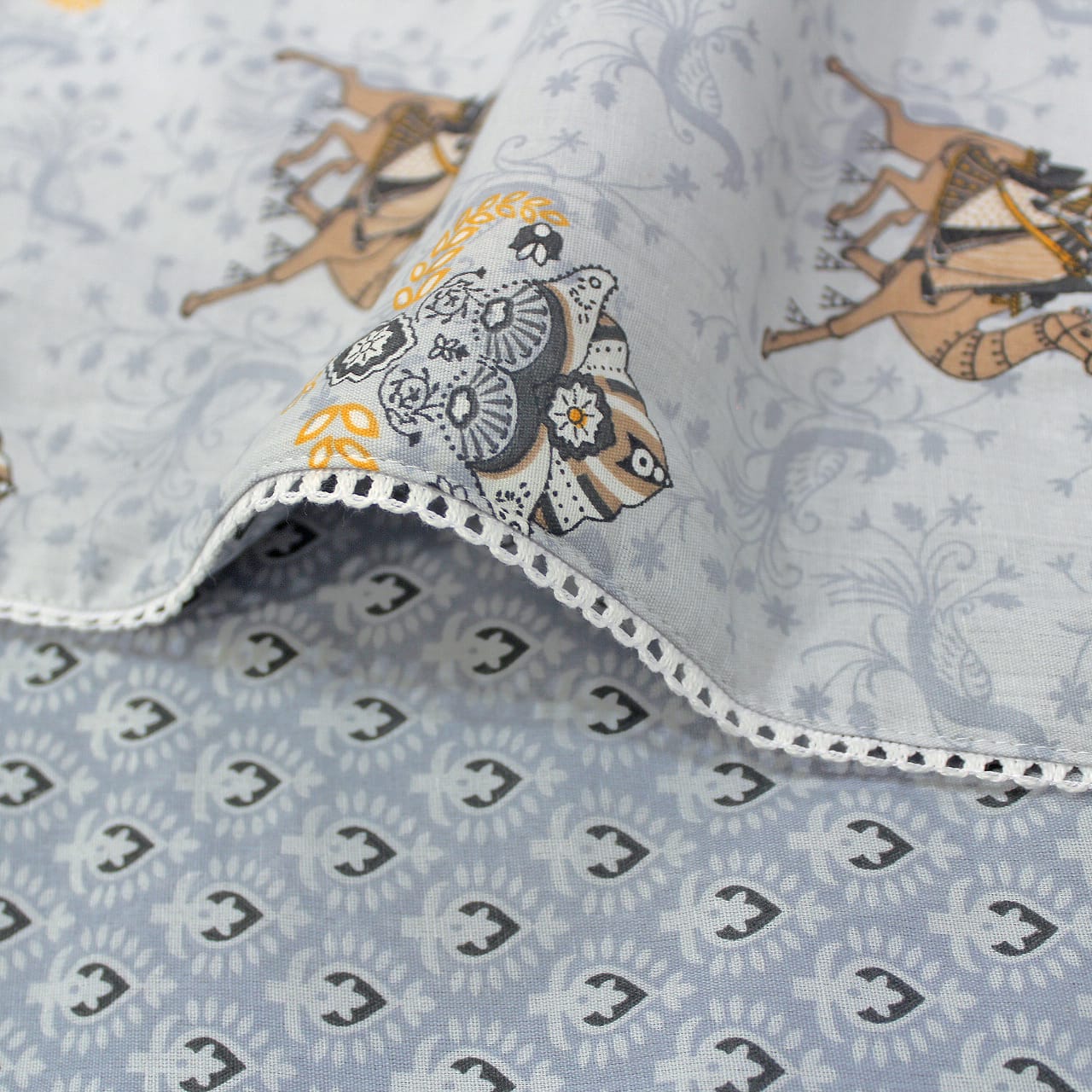 IRIS Designer Border Cotton Reversible Dohar, Grey
