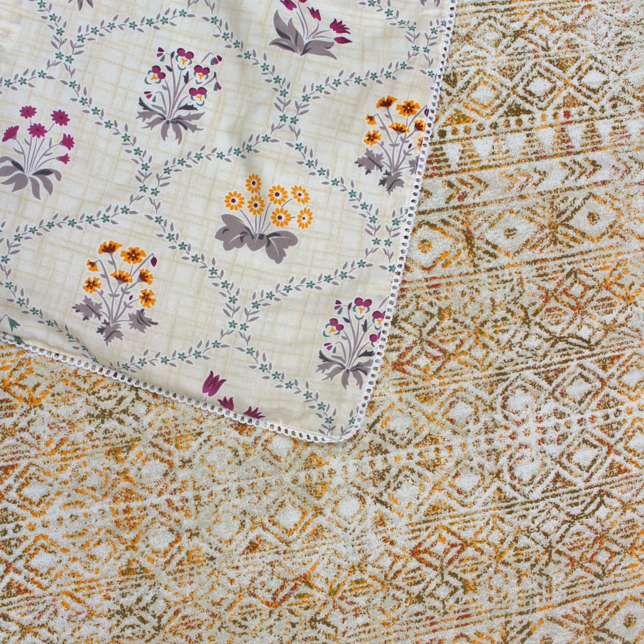 IRIS Designer Border Cotton Reversible Dohar, Brown