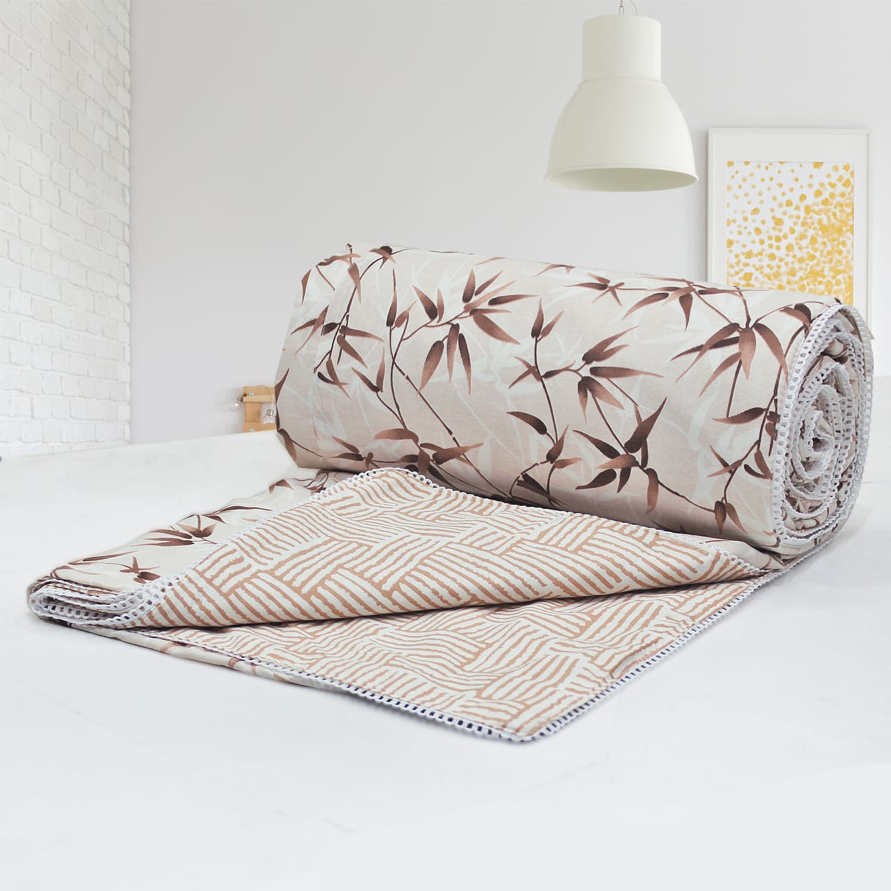 IRIS Designer Border Cotton Reversible Dohar, Brown