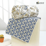 IRIS Designer Border Cotton Reversible Dohar, Peacock Blue