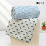 IRIS Designer Border Cotton Reversible Dohar, Blue
