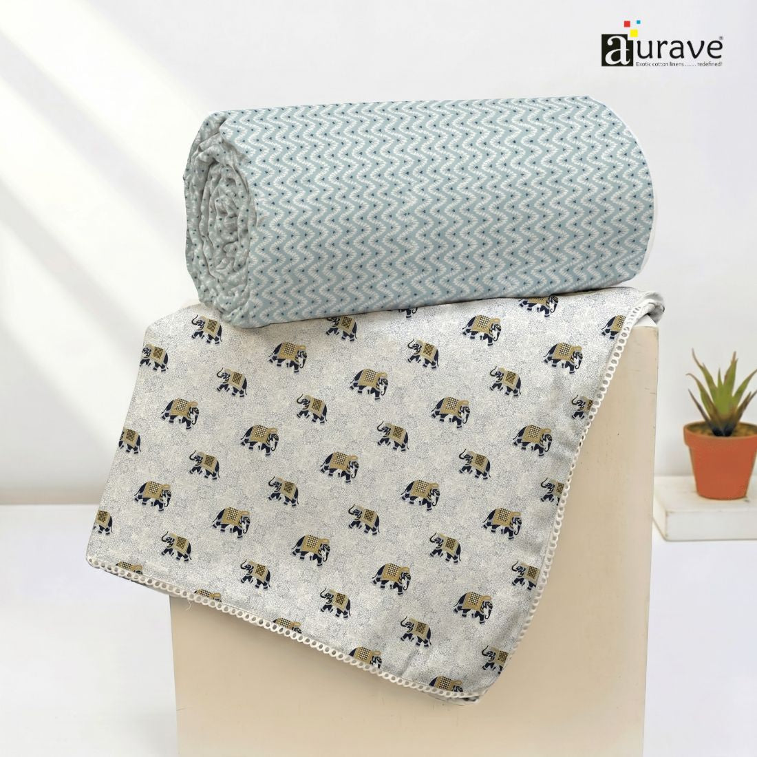 IRIS Designer Border Cotton Reversible Dohar, Grey
