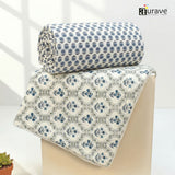 IRIS Designer Border Cotton Reversible Dohar, Blue