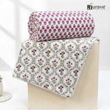 IRIS Designer Border Cotton Reversible Dohar, Magenta