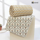 IRIS Designer Border Cotton Reversible Dohar, Mustard