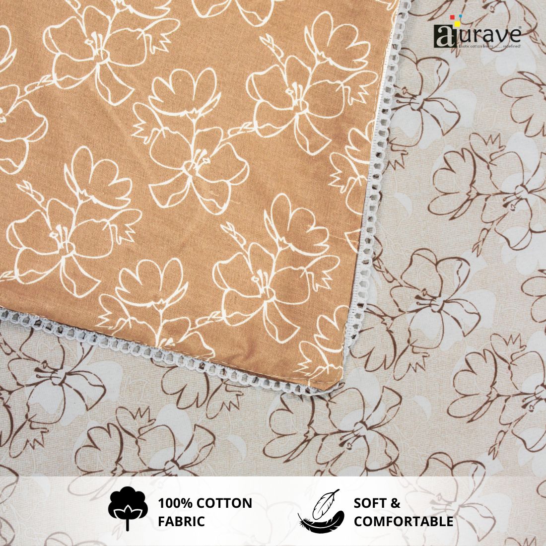 IRIS Designer Border Cotton Reversible Dohar, Brown