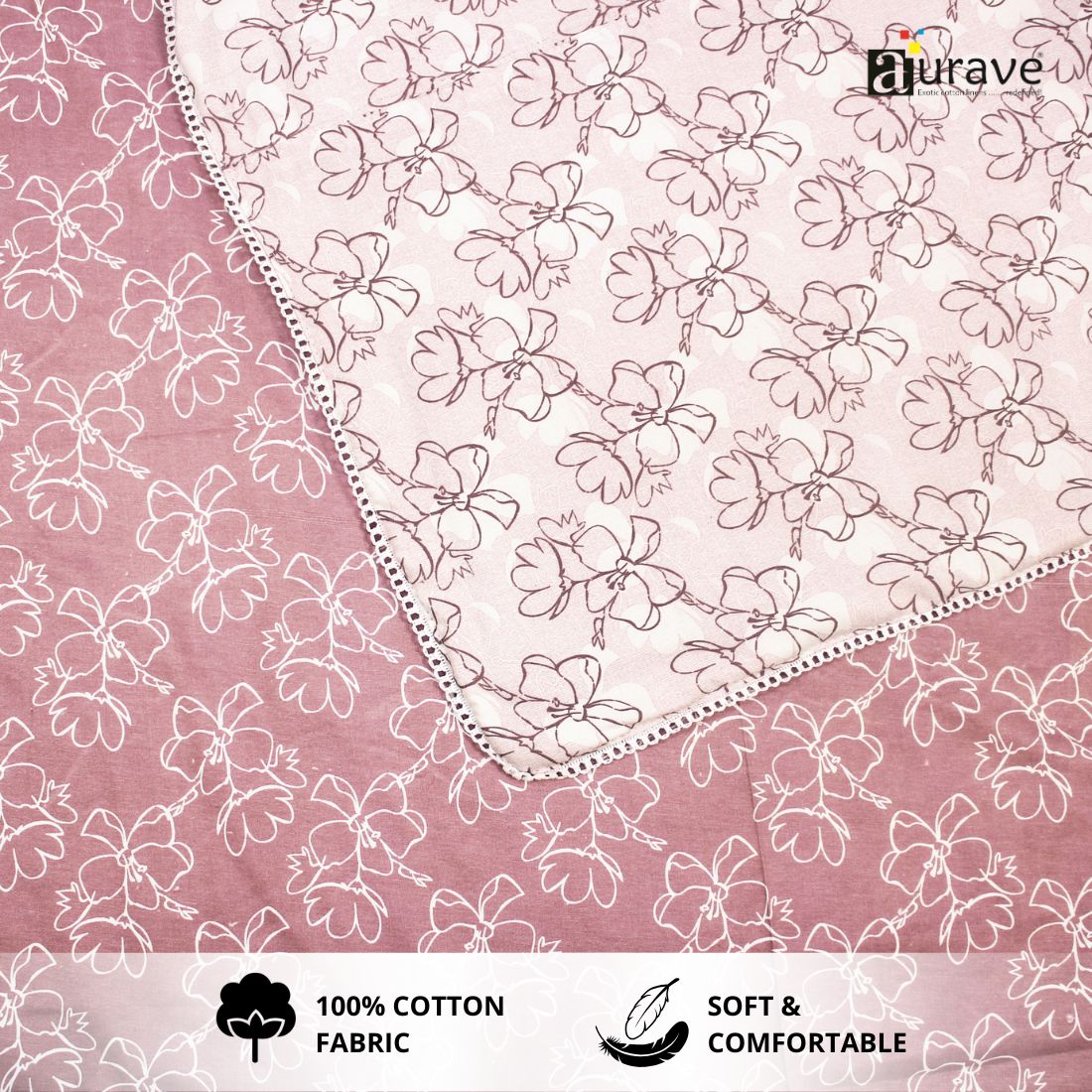 IRIS Designer Border Cotton Reversible Dohar, Magenta