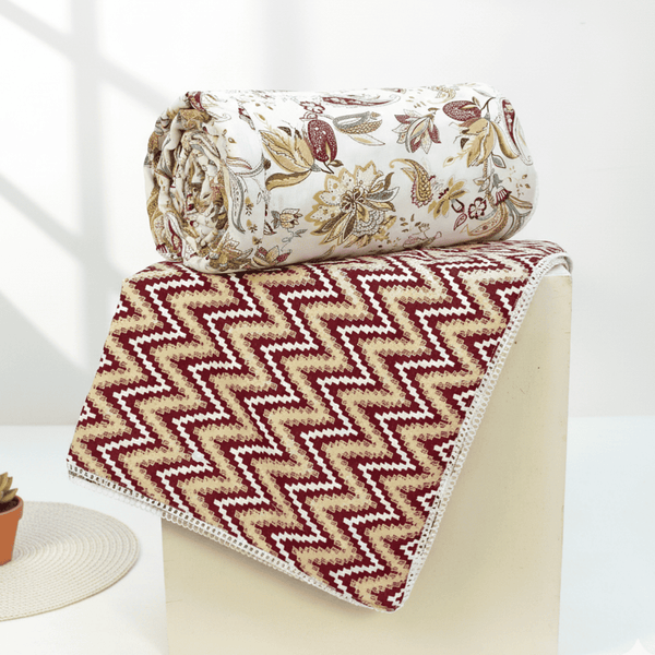 IRIS Designer Border Cotton Reversible Dohar, Rust