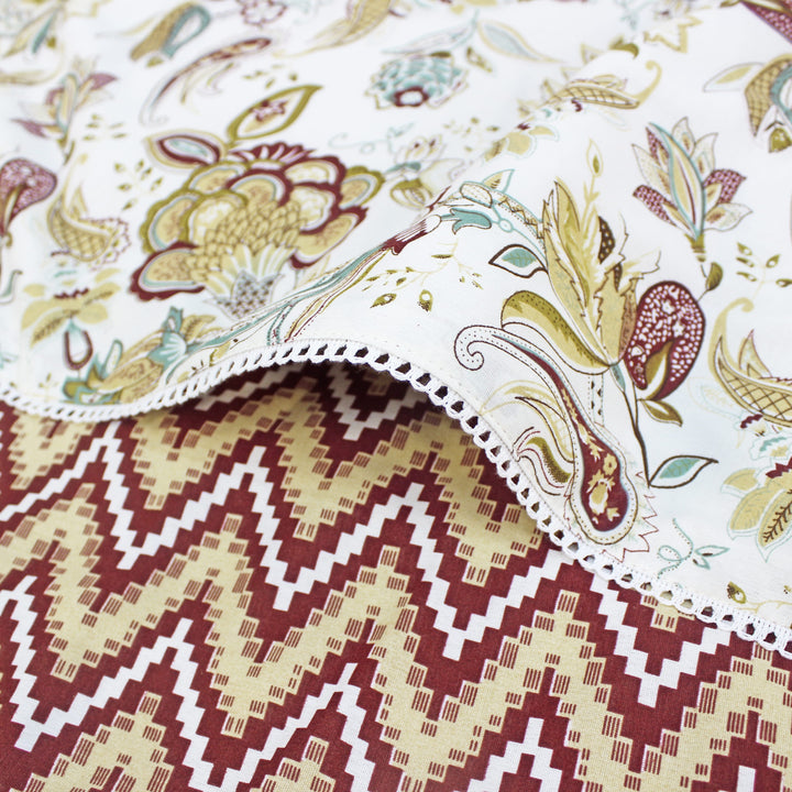 IRIS Designer Border Cotton Reversible Dohar, Rust