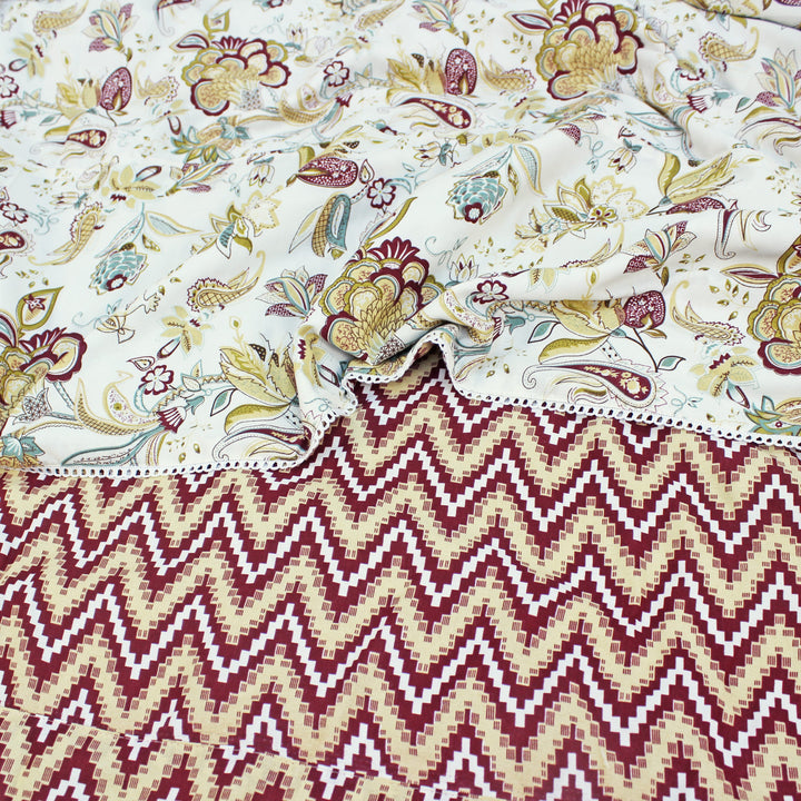 IRIS Designer Border Cotton Reversible Dohar, Rust