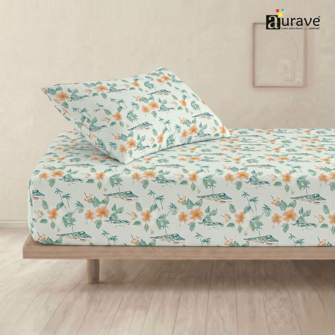 Floral Print Single Flat Bedsheet with Pillow Covers for Kids - Multicolor