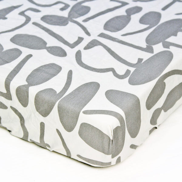 MELANGE 100% Cotton Baby Cot Fitted Bedsheet - Grey