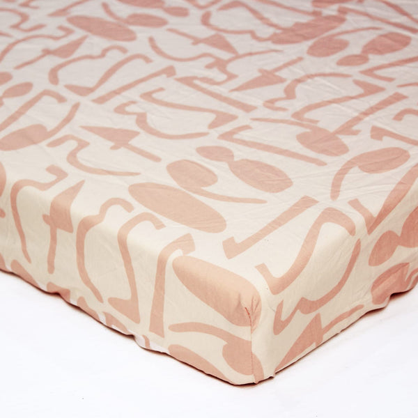 MELANGE 100% Cotton Baby Cot Fitted Bedsheet - Peach