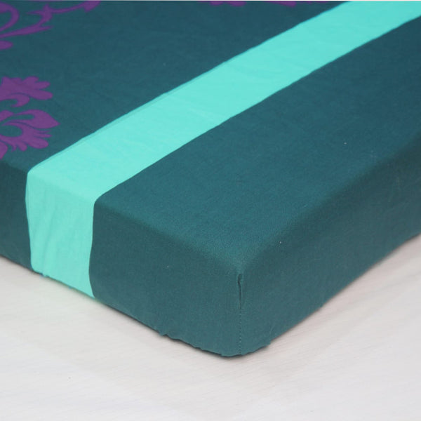 MELANGE 100% Cotton Baby Cot Fitted Bedsheet - Green